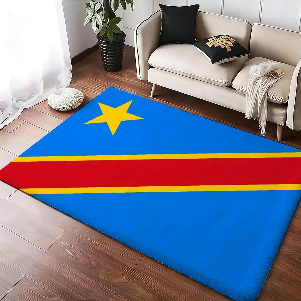 Democratic Republic Floor Mat Soft Thickened Absorbent Non-Slip Bedroom Living Room Door Mat Home Decor Flannel Rugs