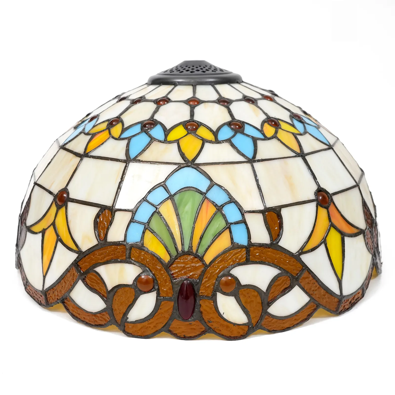 

16-Inch Vintage Colored Glass Lampshade, Baroque Style, for Table Lamps, Chandeliers, Floor Lamps, Replacement Shade Only