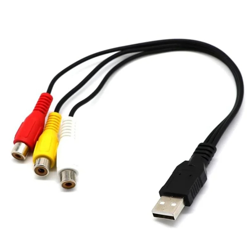 【Flash-Deal!】3X USB To 3RCA Cable USB Female To 3 RCA Rgb Video AV Composite Adapter Converter Cable Cord Connector Lead