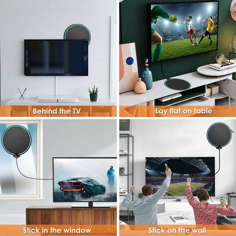 Digital HDTV Antenna Amplified Signal Booster Support 4K 1080P UHF VHF High Gain TV Antenna for Local Channels-A14I