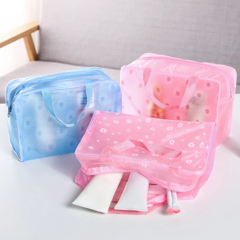 Women Makeup Bag Pouch Travel Bath Waterproof PVC Skin Care Cosmetic Toiletries Storage Organizer Transparent Luggage Handbag