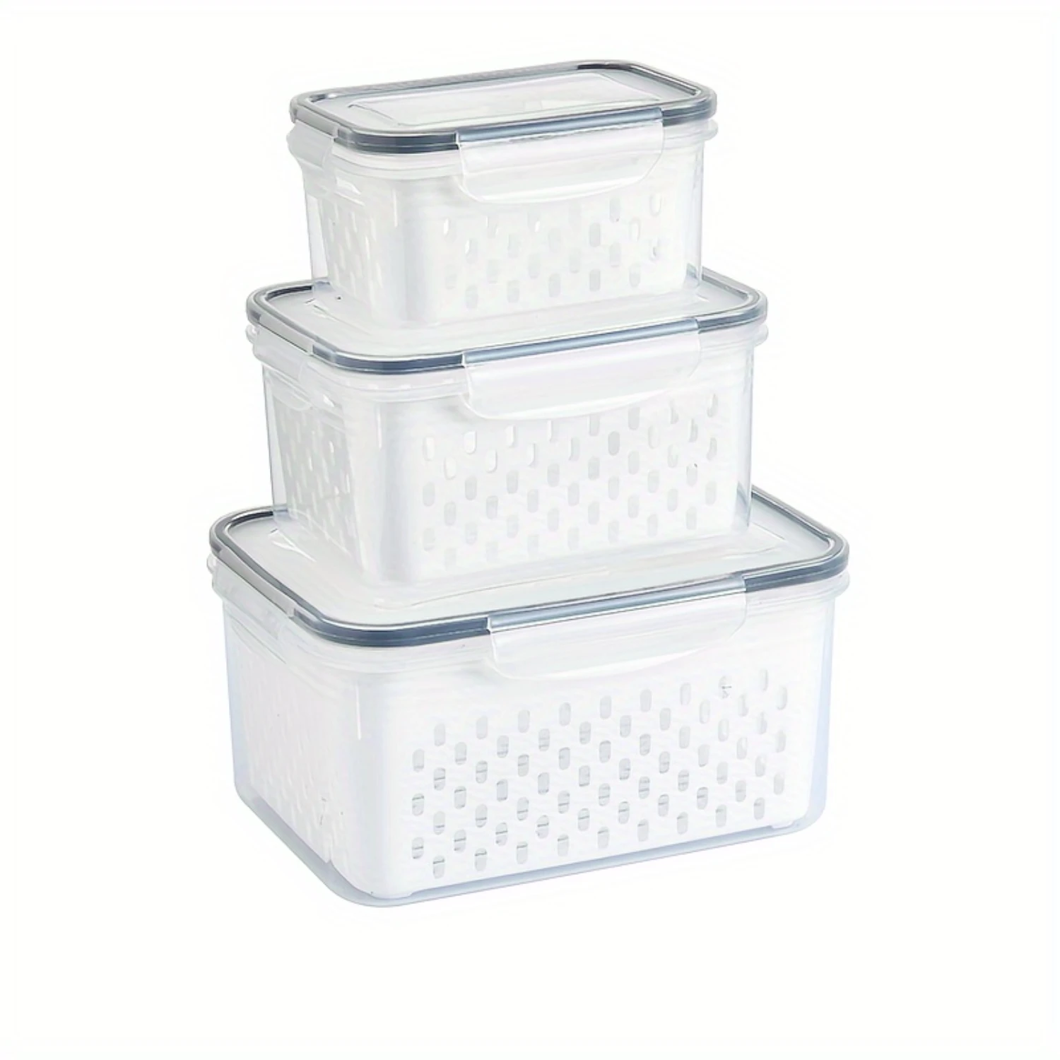 

1 set, three-piece Plastic Refrigerator Box with Lid - Keep Food Fresh and Organized - Ideal for , Restaurant, Food Truck, and