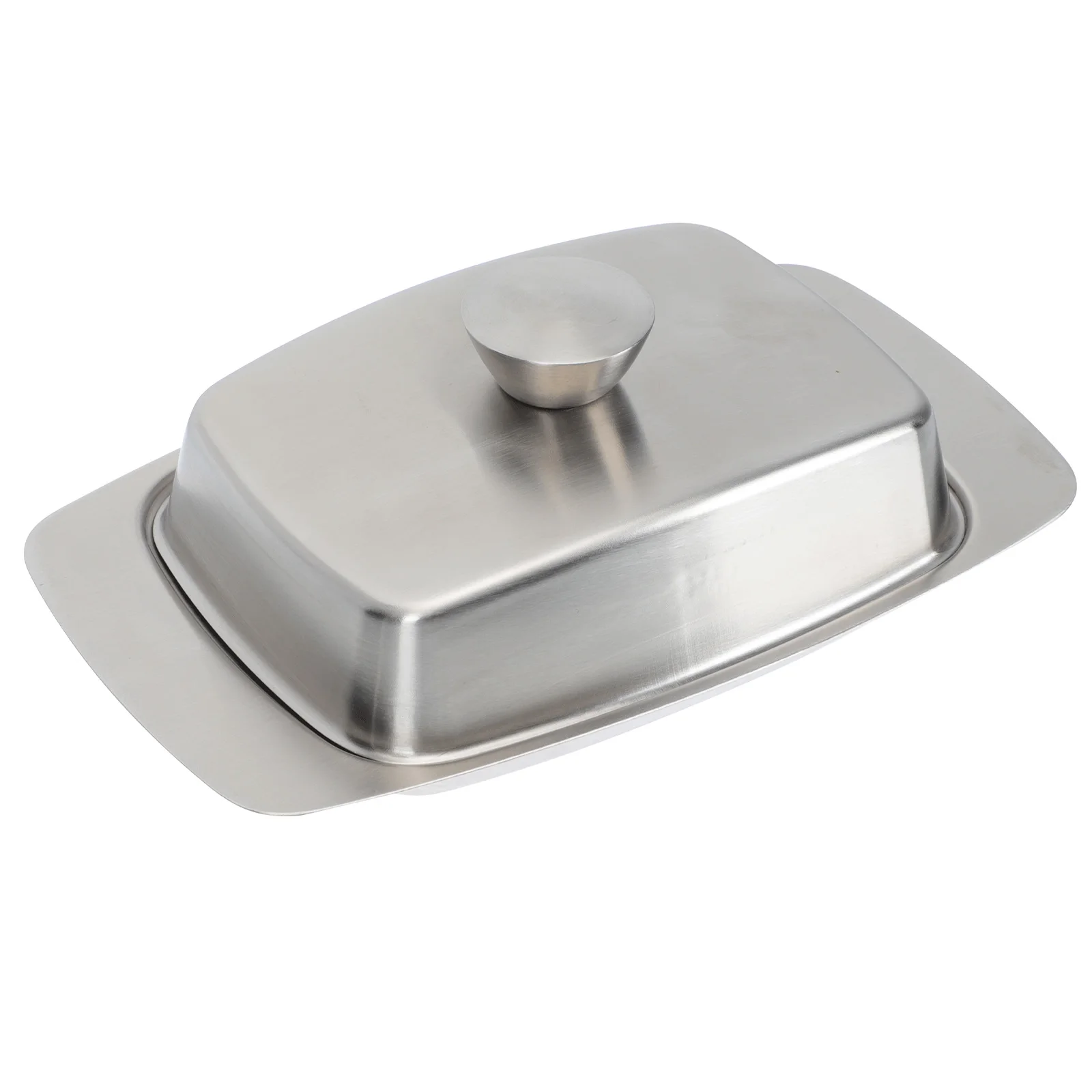 

Stainless Steel Butter Plate Simple Beef Tallow Storage Plate With Lid Household Food Container Butter Dish Dust Proof Handle
