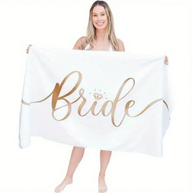 Gold Foil Bride Diamond Beach Towel Wedding Bachelorette Party Quick Dry Bath Towel
