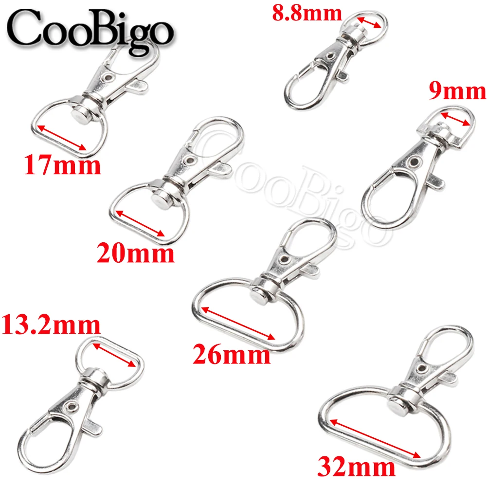 Metal Swivel Lobster Clasp Snap Clip Musketon Hook Carabiner for Keychain Key Fob Chain Ring Bag Hardware