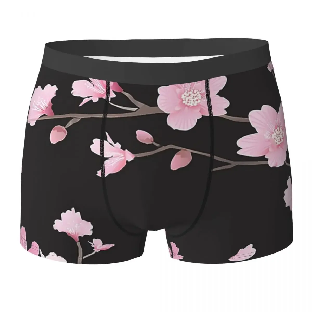 Boxer Underpants Shorts Cherry Blossom Flower Plant - Black Panties Men's Soft Underwear for Homme Man Boyfriend Gift