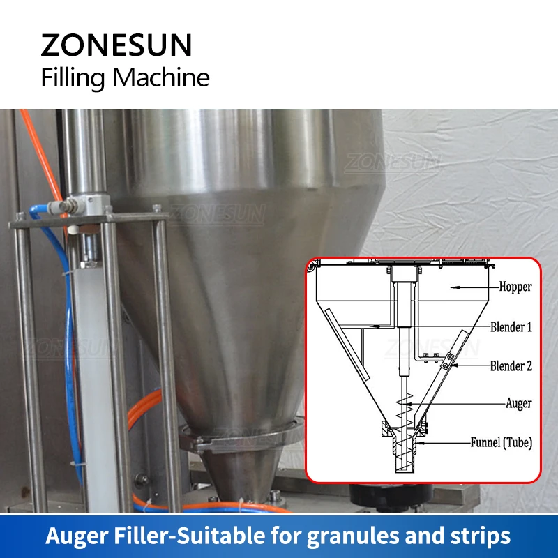 ZONESUN ZS-GTSC1 Semi- Automatic Pickles Filling Machine Auger Filler  Bottle Turnip Packaging Production Line ZS-GTSC1