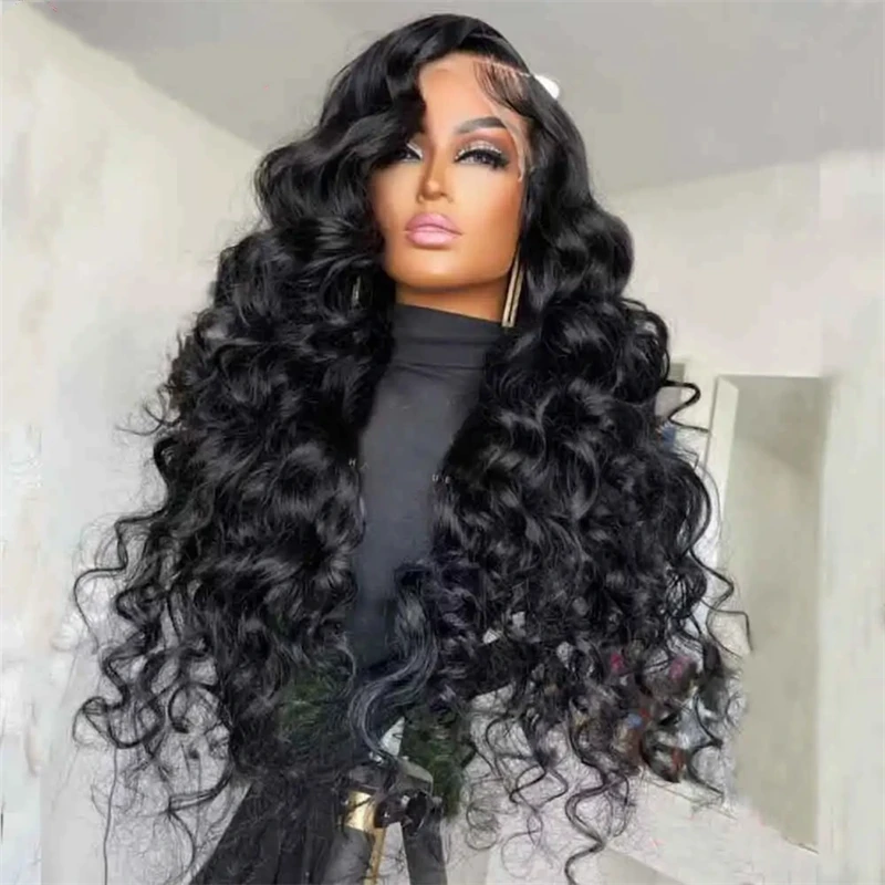 Long Black Women Wig Synthetic Lace Wigs Body Wave Synthetic HD Lace Front Wig Natural Hairline Side Part Daily Wear Wigs