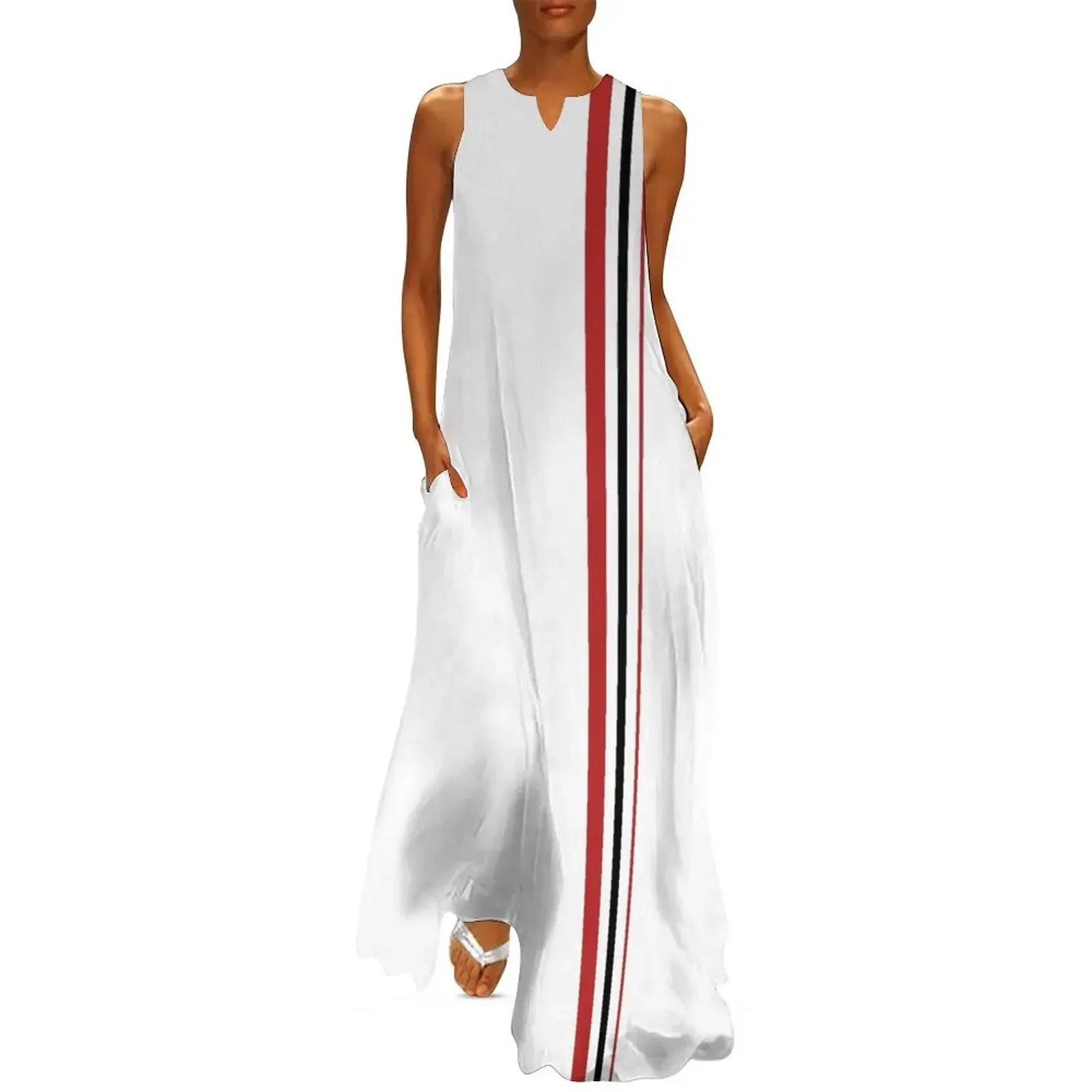 

Red and black vertical lines, very 60's! Long Dress Dress for pregnant women Dress