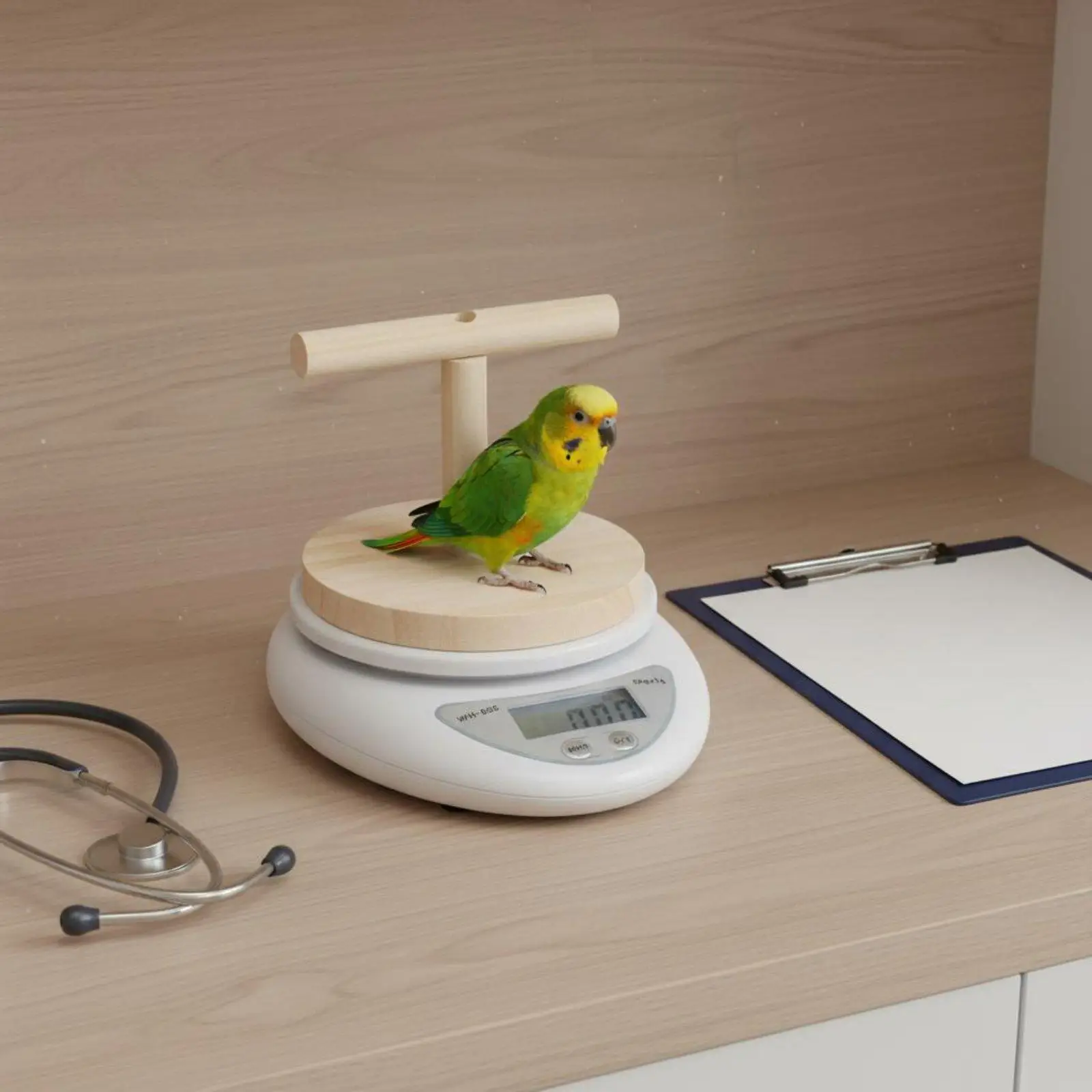 Bird Scale Gram Precision Digital Pet Weight Monitor Wooden Perch Stable Stand Multifunction Food Formula Dosing for Parrot Care