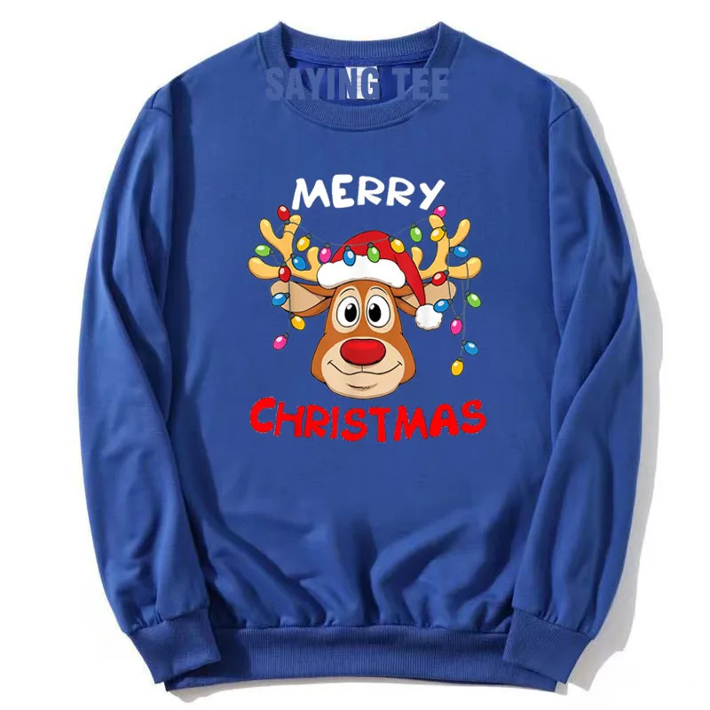 Frohe Weihnachten Rentier Weihnachten Familie Männer Frauen Pullower Sweatshirt niedlichen Langarm T-Shirt Mode Baumwolle Pullover Weihnachts kostüm – Detail 3