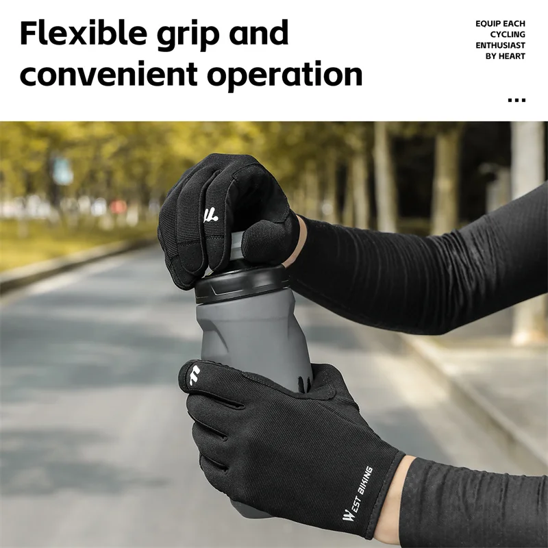 WEST BIKING-Gants de cyclisme pour écran tactile, mitaines de vélo respirantes, équipement de cyclisme, doigt complet, anti-ald, décontracté, printemps, automne