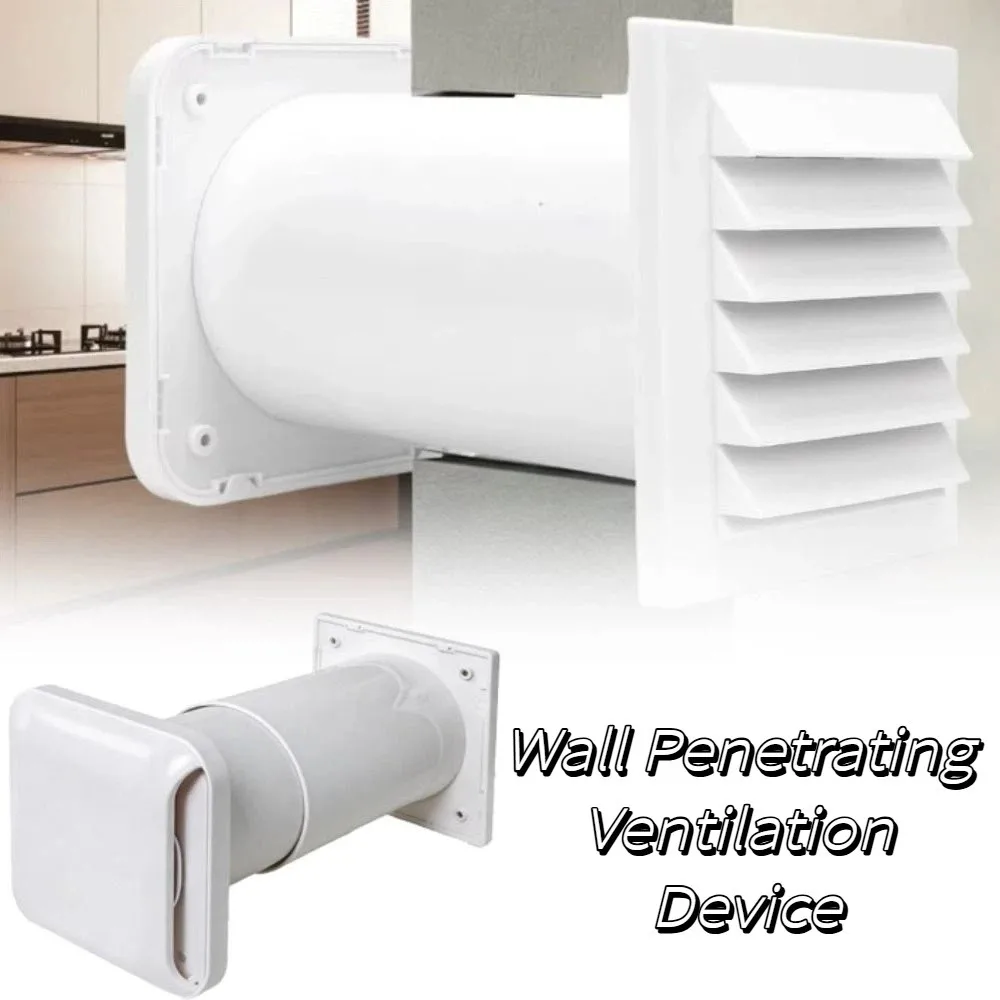 Adjustable Length Wall Vent Kit Rainproof Louvers Easy Install Exhaust Intake Set Through-Wall Design Air Filters