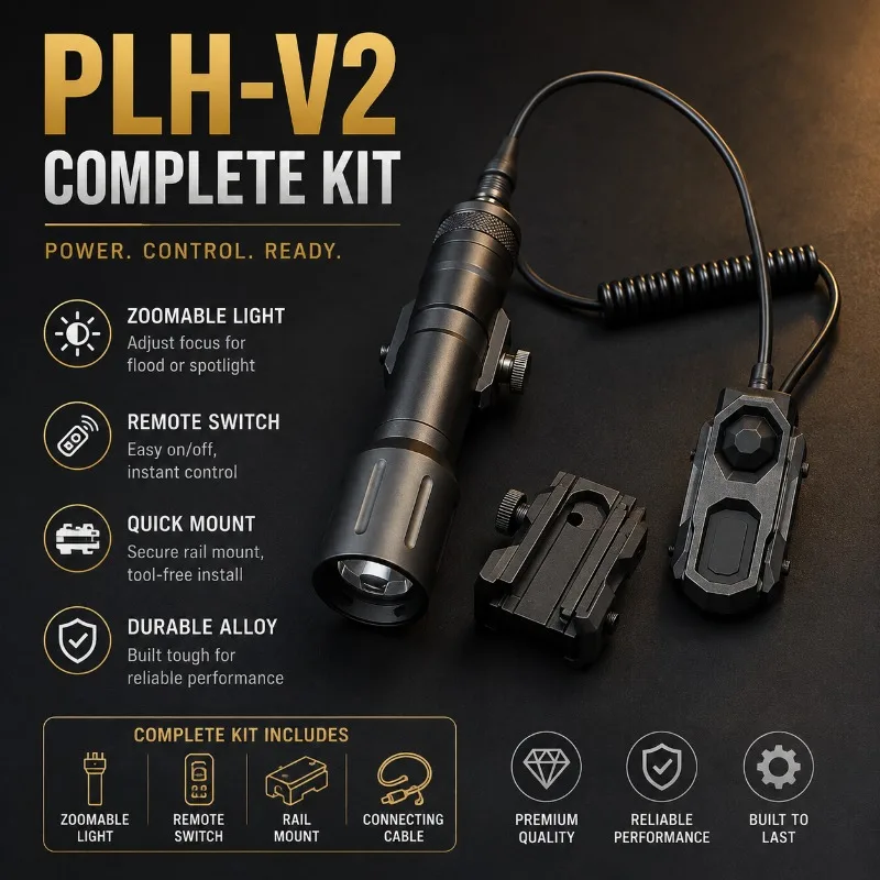Focus‑Tunable PLH‑V2 Torch Light, Multi‑Brightness Flashlight with Mouse‑tail Wire Rail Hobby Accessory