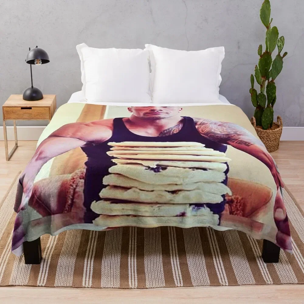 

Dwayne The Rock Johnson Eating Blueberry Pancakes Throw Blanket Travel For Decorative Sofa Thermal Blankets