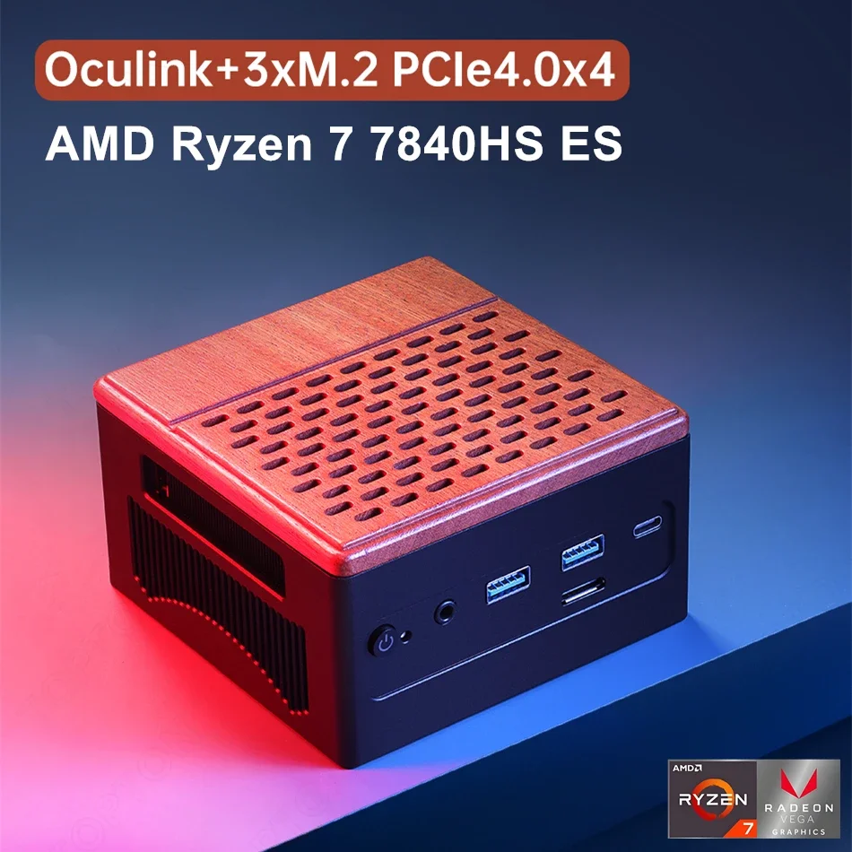 Topton Gaming Mini PC AMD Ryzen 7 7840HS ES 3*PCIe4.0x4 Oculink DDR5 6400MHz USB4  2*2.5G LAN NAS Firewall PC Windows 11 WiFi6