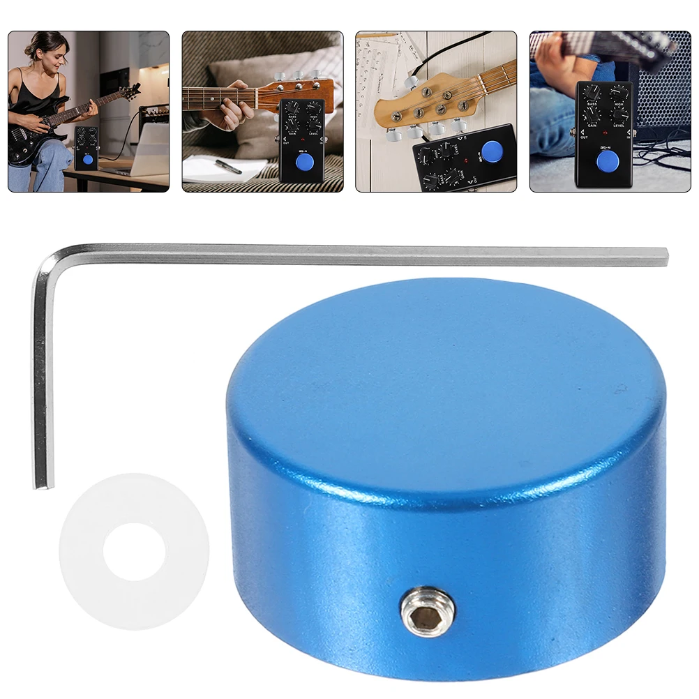 

1 set Silver Guitar Effect Pedal Knobs Metal Caps Wrenches Footswitch Protection Durability Easy Install Guitar