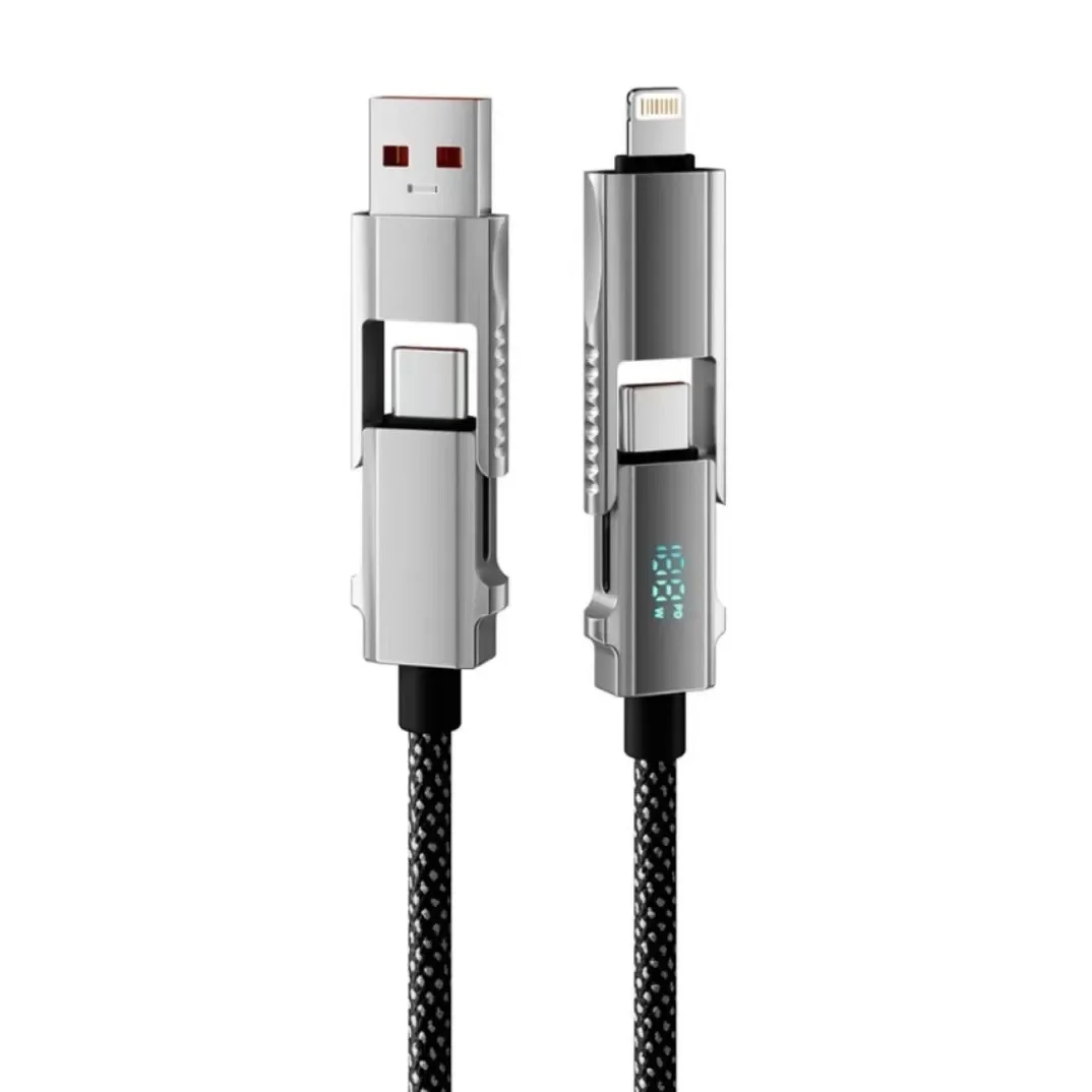 Intelligent Power Off Beimo Digital Display 4-in-1 Super Fast Charging Cable Suitable for Apple, Huawei, Mobile, Tablet, Laptop