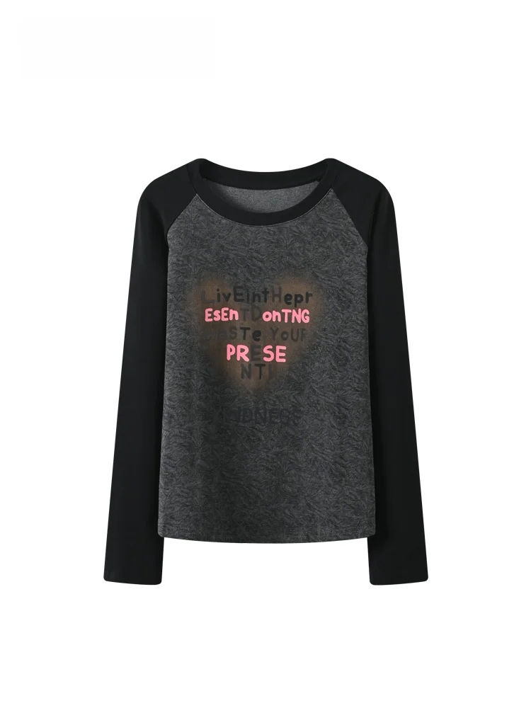 

Женская повседневная модная футболка больших размеров с круглым вырезом, приталенная, из смесового хлопка и полиэстера, весенняя