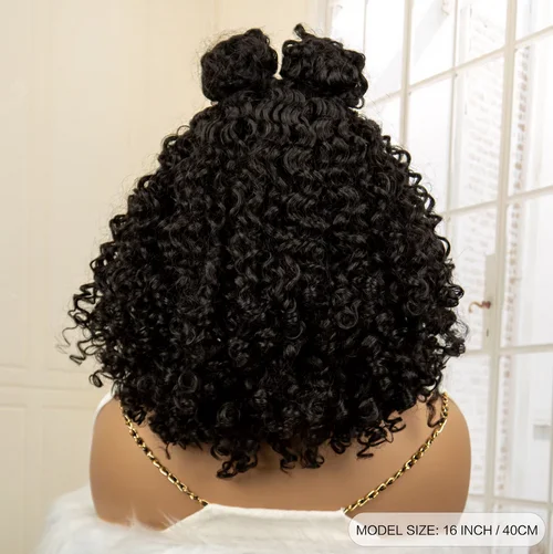 Afro Curly Bob Wigs Braided Wig Kinky Bob Wig 13X4 Lace Frontal Braided Wigs for Black Women Braid Wig with Baby Hair 16inches