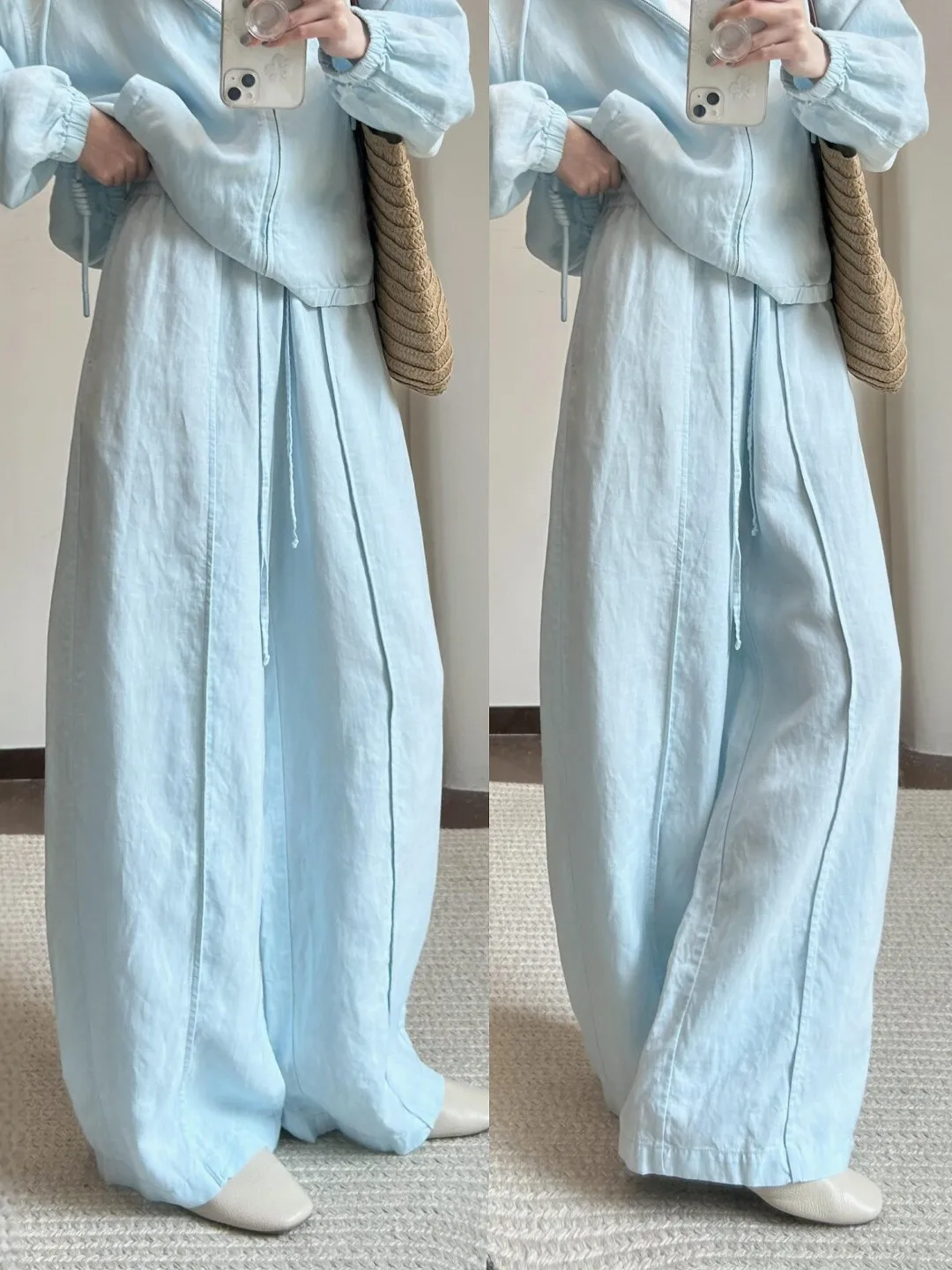 

High-End Wide Leg Balloon Pants Women's plus Size Summer Thin Loose Versatile Pure Cotton Casual Pants Casual Wide Leg Pants