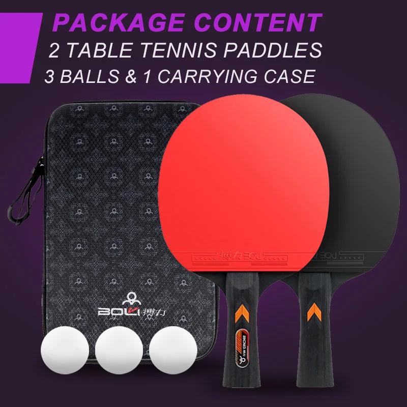 

Professional table tennis racket two racket three ball set, poplar seven layer table tennis racket