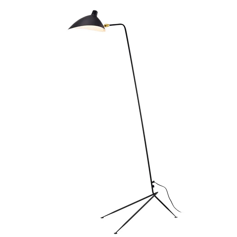 Minimalist Blakc Metal Floor Lamp Parlor Bedroom Reading Lighting Fixtures E27 Bulb Lampshade Rotatable