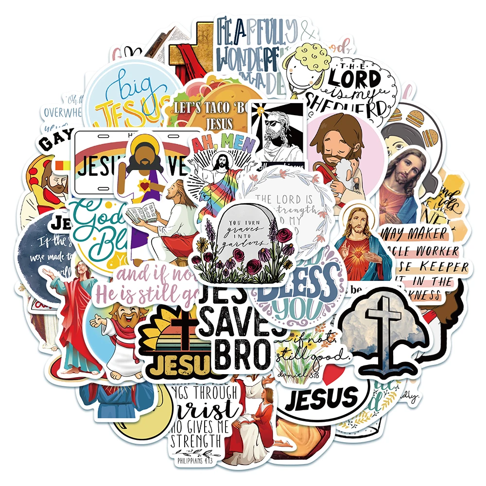 10/50pcs Jesus Christian Stickers Faith Wisdom Words God Bless You Blessing Scrapbook Guitar Laptop Decal Graffiti Sticker