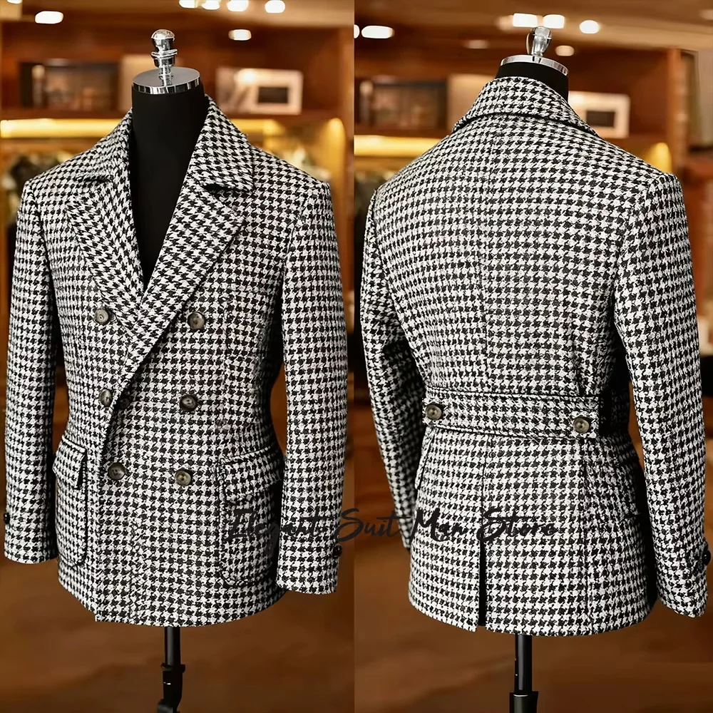 

Осеннее мужское пальто, пиджак с узором «гусиные лапки», деловой повседневный приталенный корейский мужской пиджак на заказ