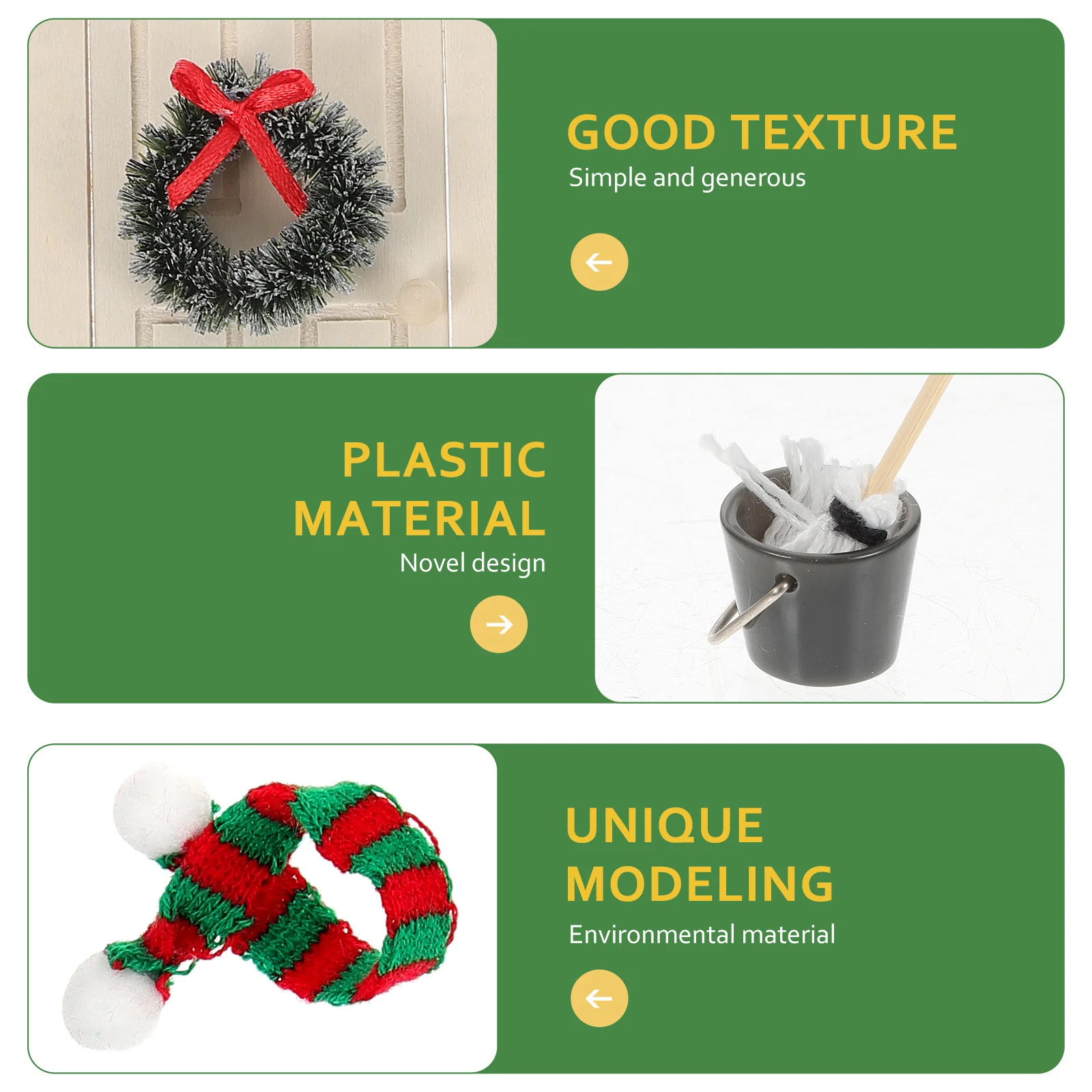 

1Set Chrismtas Miniature Decorations Unique Beautiful Shape Fine Craftsmanship Mini Xmas Decoration Kit Xmas Mini Door Decor