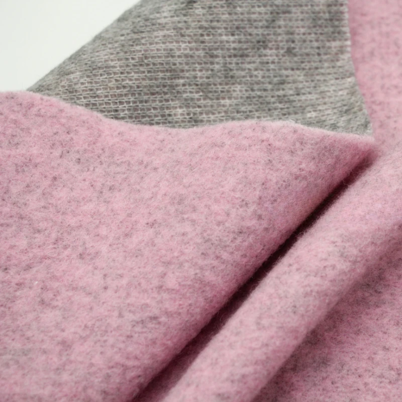 Fabric Wide 145cmx50cm Blended Gray Pink Thick Elastic Double-Layer Yarn-Dyed Knitted Wool DIY Cardigan Coat Cloak Autumn Winter