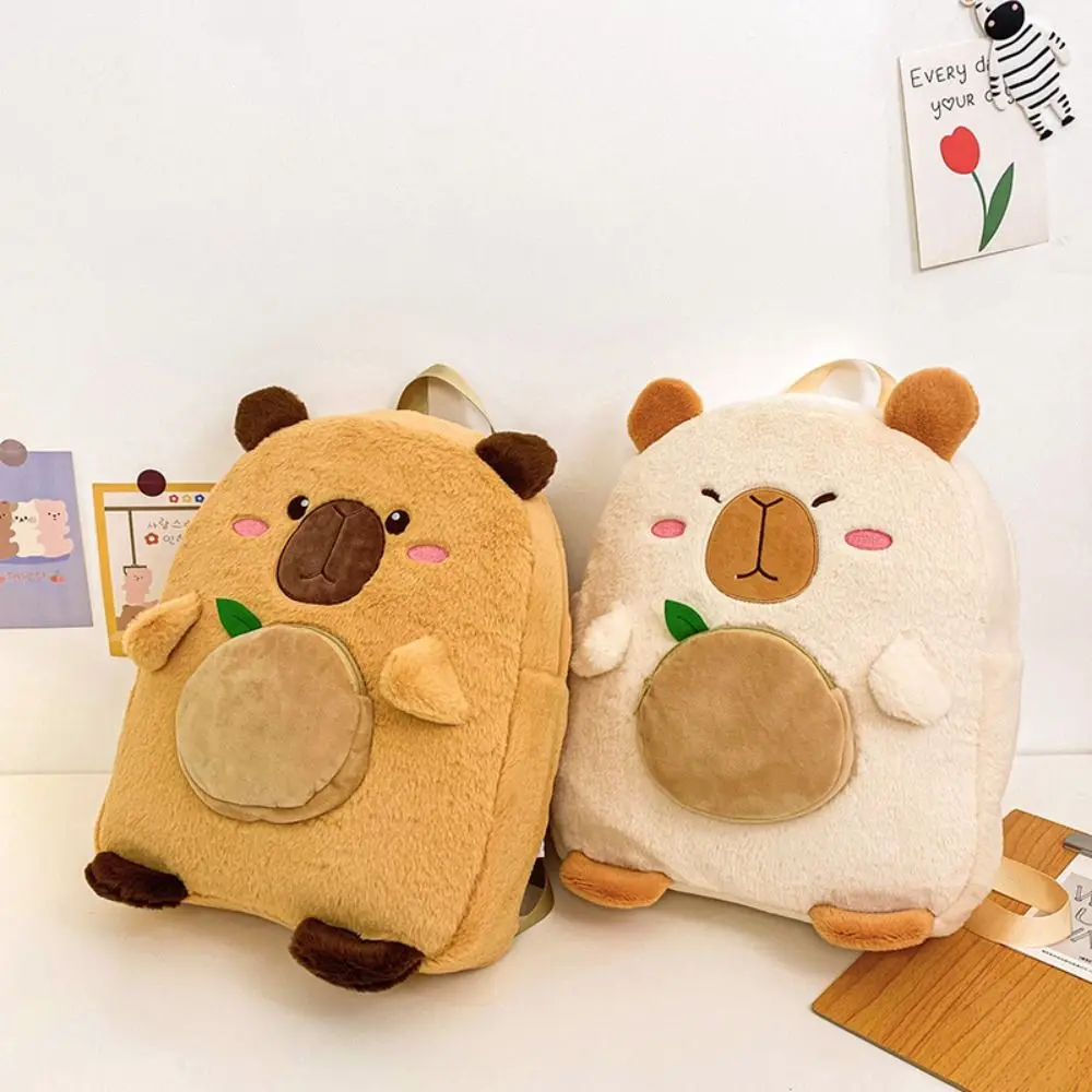 Kawaii Cartoon Capybara Rucksack Plüsch lustige Capybara Schult asche große Kapazität Kinder Geschenk Kinder Umhängetasche