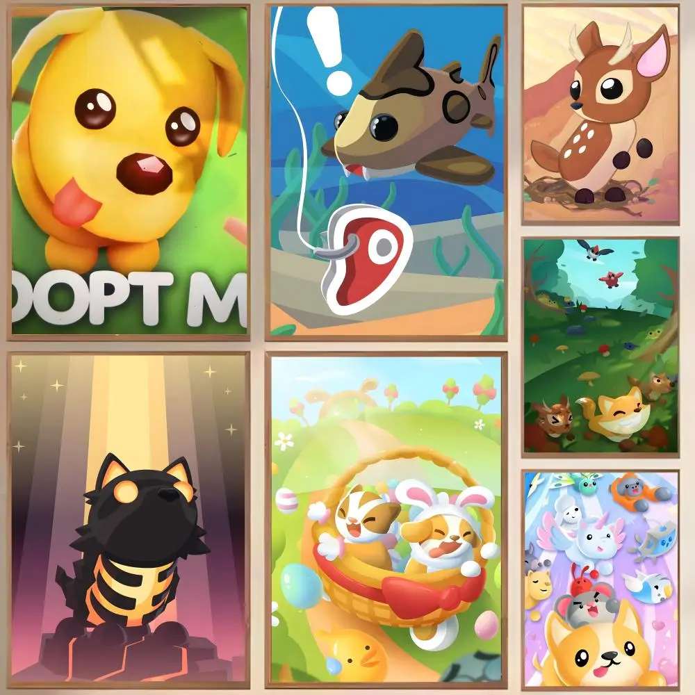 Video Game A-Adopt Me Poster Waterproof Canvas Wrinkle Resistant Wall Art Easy Hang Home Decor For Living Room Bedroom