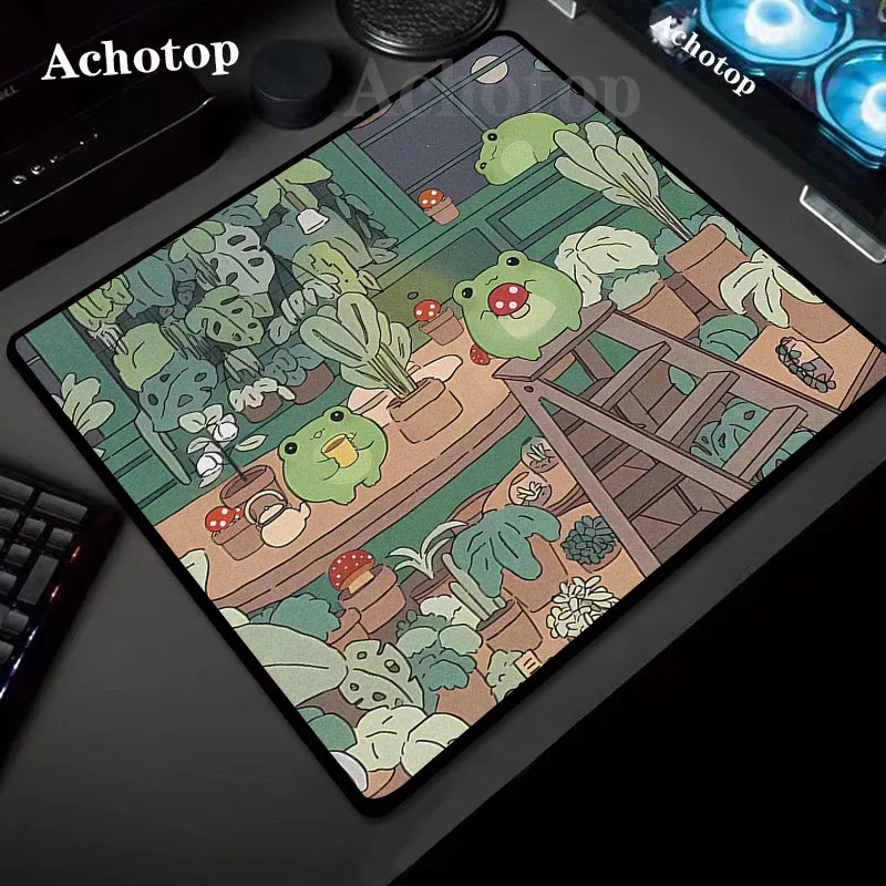 

Control Mouse Pad Kawaii Frog Gaming MousePad Green Plant Mouse Mat Speed And Control Desk Pad Gamer Mouse Mat Keyboard Desk Mat