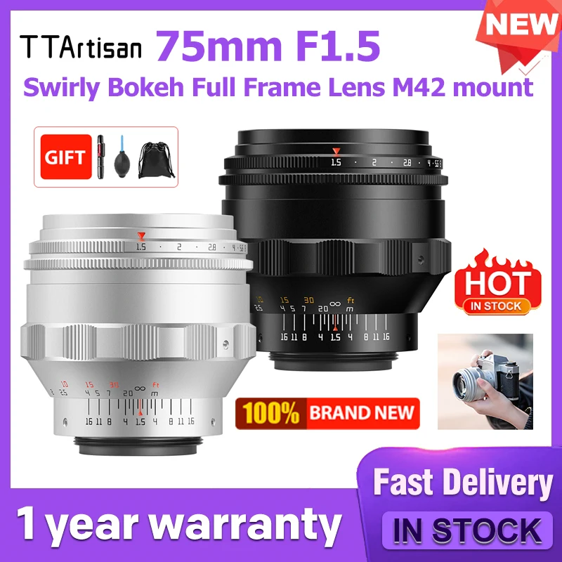 TTArtisan 75mm F1.5 Swirly Bokeh Full Frame Lens M42 mount can be transferred to Sony Canon Nikon Fuji Lumix camara fotografica