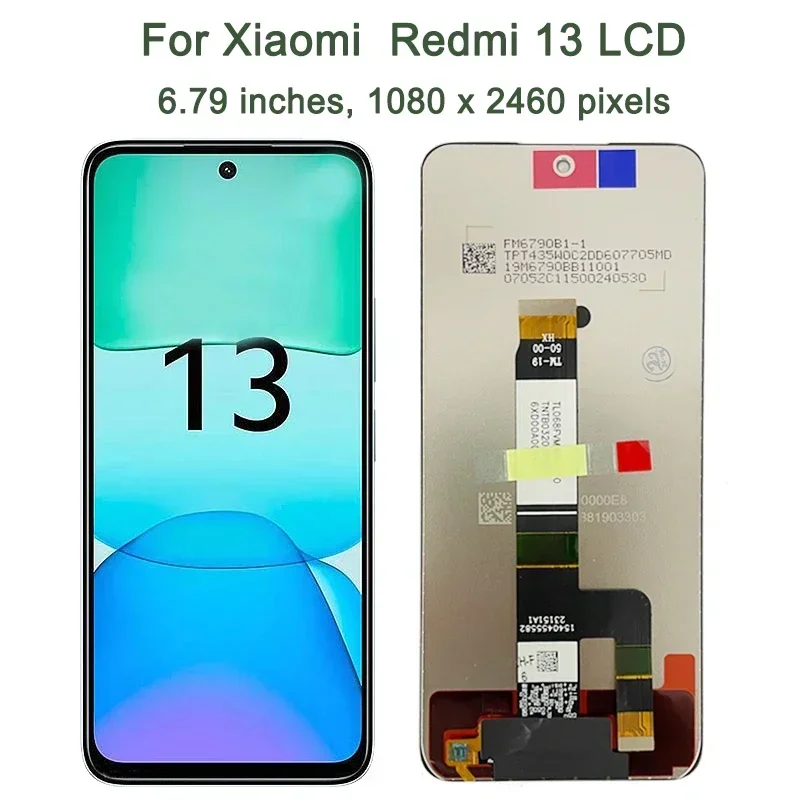 6.79\'\' Display Screen for Xiaomi Redmi 13 Lcd Display Touch Screen Digitizer Part with Frame For Redmi 13 Replacement