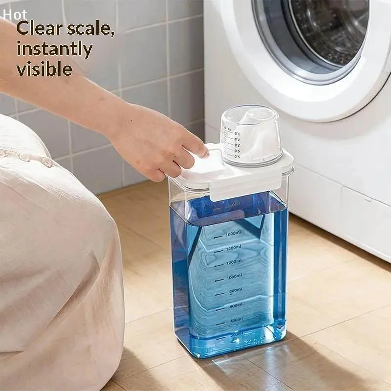Airtight Laundry Detergent Dispenser Powder Storage Box Clear Washing Powder Liquid Container With Lids JarFurnishing world