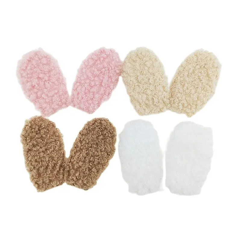 60 Stück, 5,5 cm, flauschige Filz-Hasenohren, gepolsterte Applikationen für Babykleidung, Mützen, zum Nähen, für DIY-Kopfschmuck, Haarspangen, Schleifen und als Aufnäher. – Detail 4