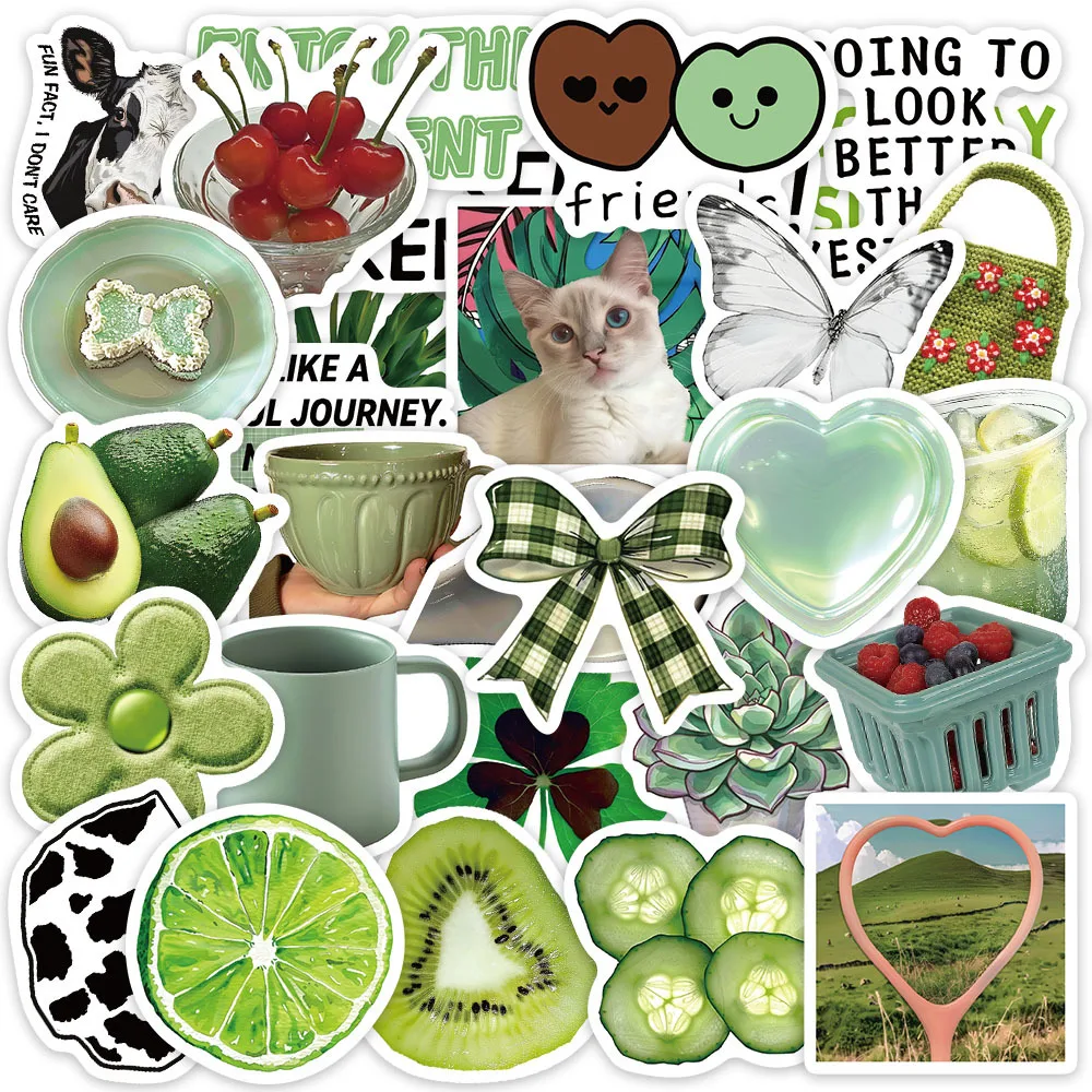 10/30 個グリーンアイスティーステッカー美的コミュニティコーヒー電話荷物ラップトップスケートボードアート画像コミュニティ寮