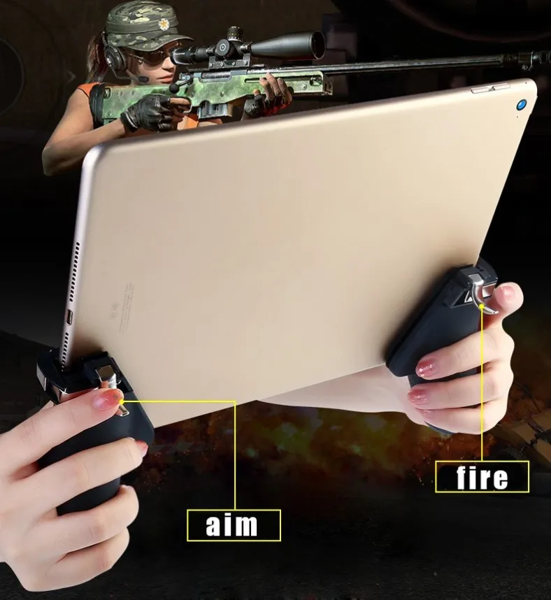 IPad Android Tablet için tetik Pubg 6 parmaklar ücretsiz yangın aksesuarları denetleyici Gamepad Joystick oyun oyunu Pabg düğmeler L1 R1