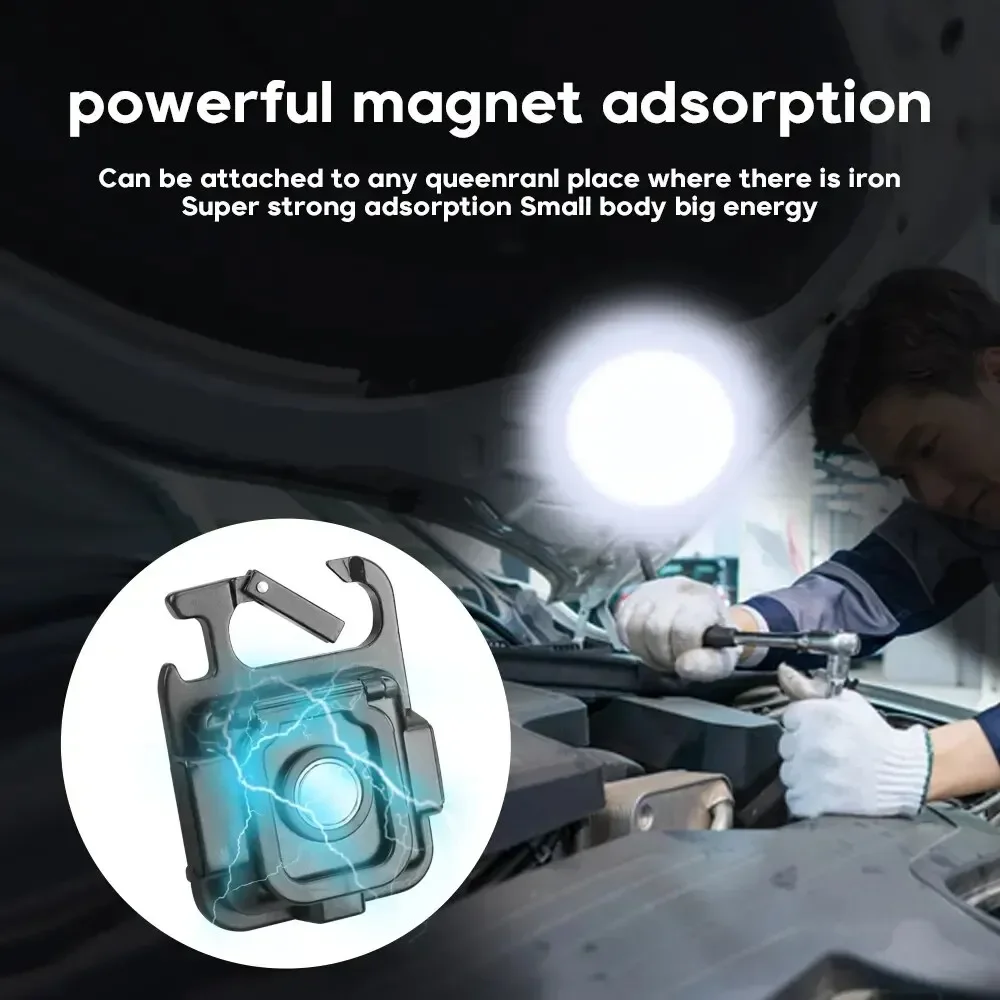 Миниатюрный светодиодный фонарик с брелоком, многофункциональные портативные лампы COB для кемпинга, Рабочие Светильники с USB-зарядкой для активного отдыха, рыбалки, туризма