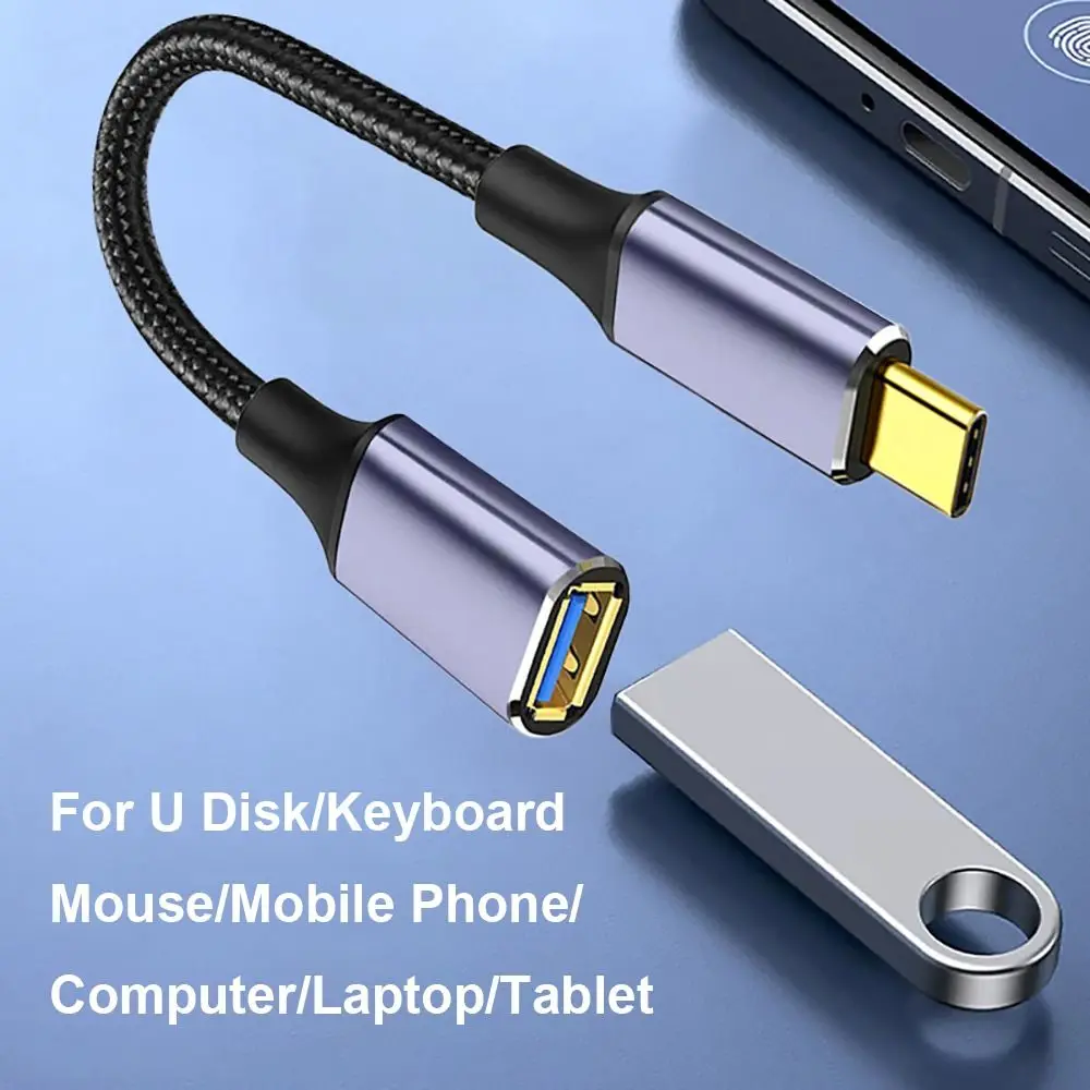 OTG Adapter Line Data Cord Type-C to USB 3.0 A Cable Male to Female Extension Wire High Speed for Laptop Keyboard Mouse U Disk