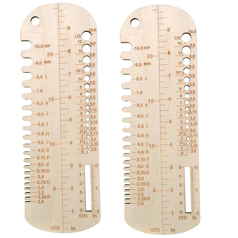 2PCS Sock Knitting Ruler Wooden Knitting Needle Size Gauge Measuring Tool Sock Accurate Ruler Knit Blocker For DIY Easy To Use