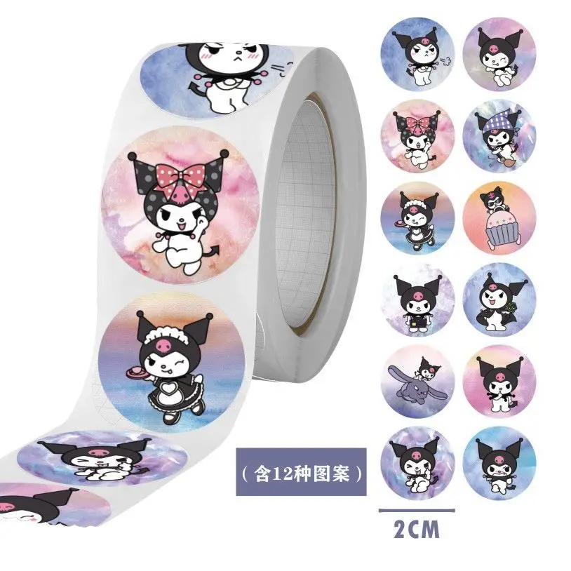 

2023 New 500 Stickers/rolls 20MM Hello Kitty Yumi Dog Kulomi Sticker Roll Bonus Sticker Sanrio Seal Cute Sticker Kawaii Gift