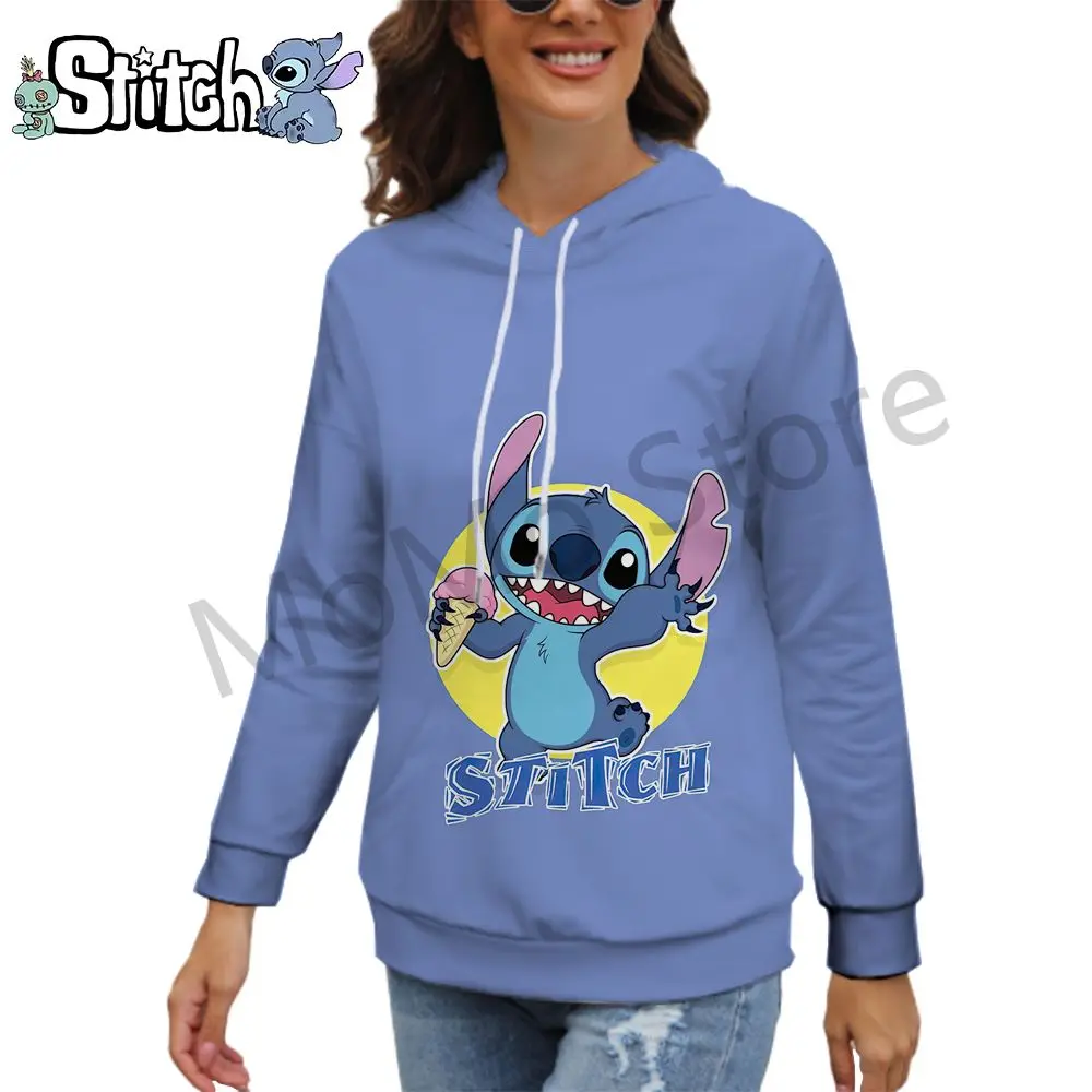 

Lovely Disney Stitch Women's Hoodies Streetwear 3D Print Versatile Leisure Ladies Fashion Black Hoodie Winter Sweatshirts Autumn