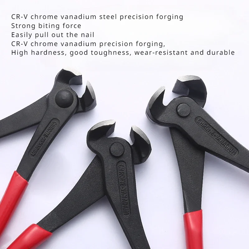 Chromium Vanadium Steel Industrial Grade Overall Blackened Walnut Pliers for Wire Binding Nail Pulling Flat Top Cutting Pliers