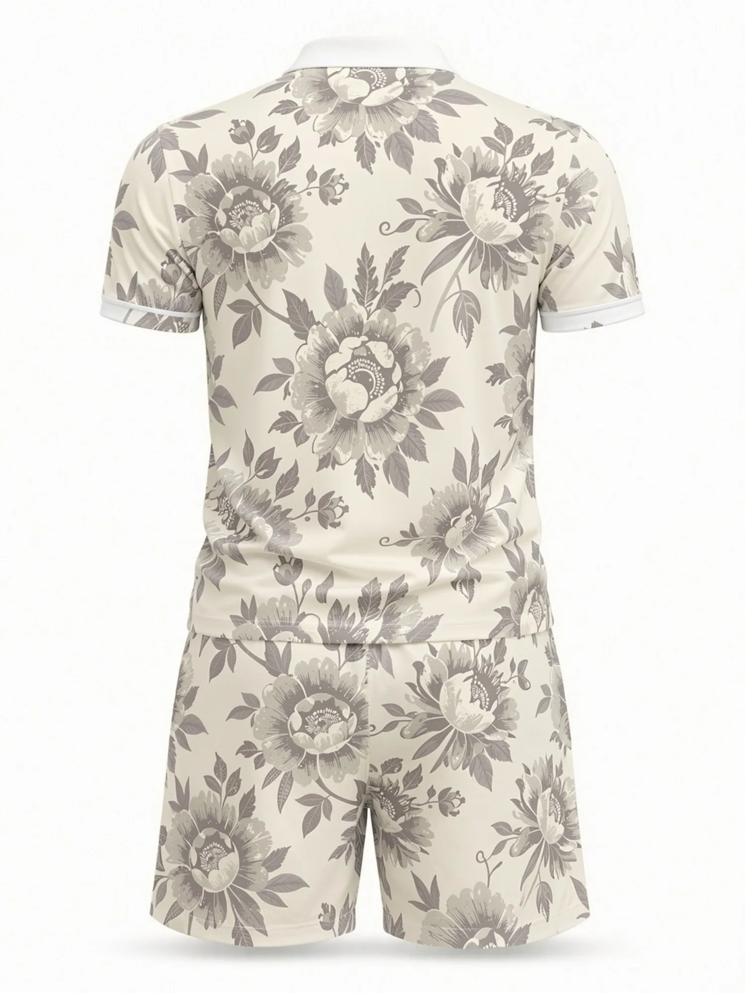 Mens Short Sleeve Polo Shirt and Shorts Set Casual Two Piece Summer Beach Vacation Matching Outfit Beach Soft Casual Lounge Wear view 3