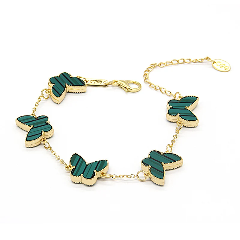 Hot selling item five butterfly bracelet for women fashion two sided Imitation fritillaria link bracelet jewelry