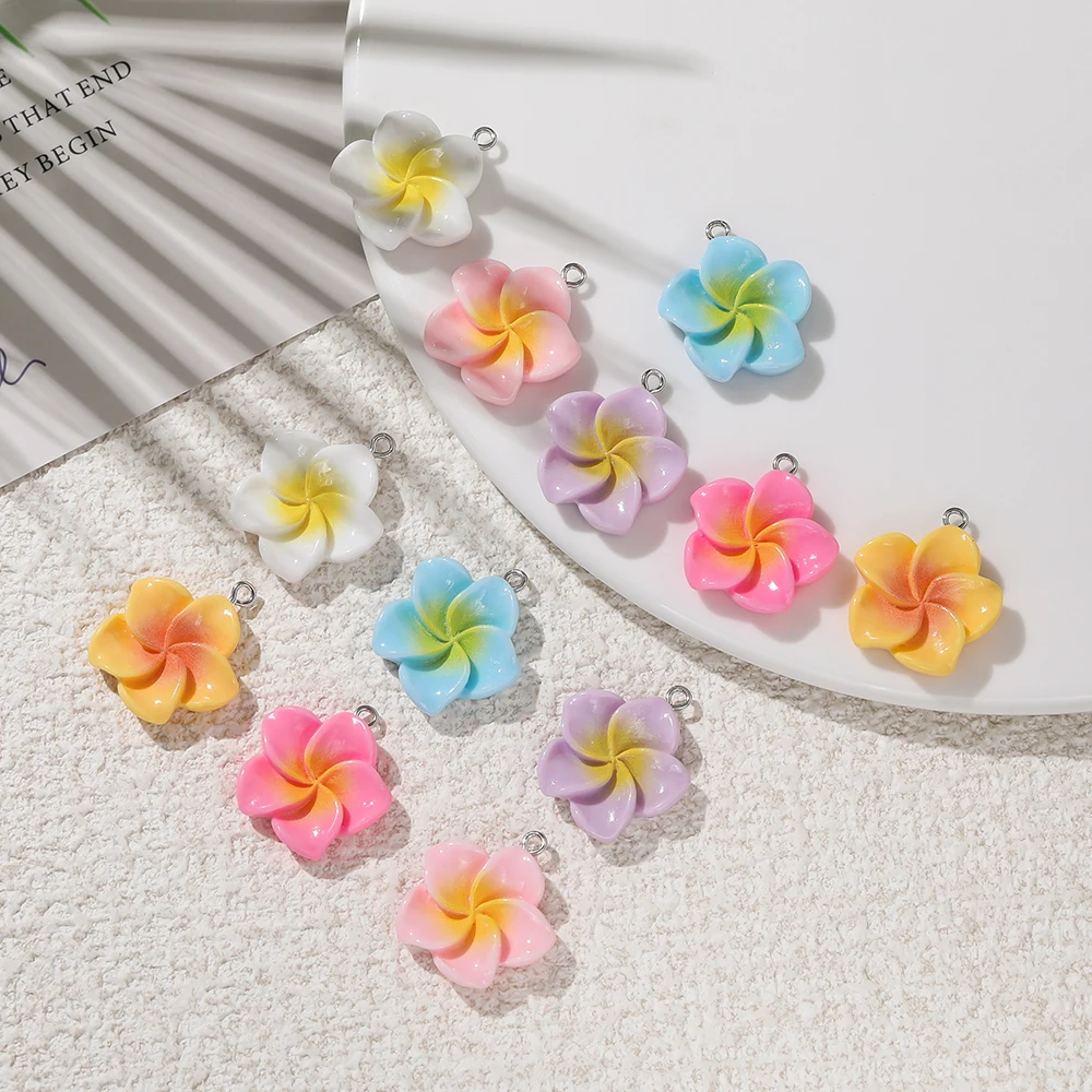 5Pcs Resin Pendant Flower Shape Pendant Charms Pendant DIY Keychain Phone Chain For Jewelry Making Supplies