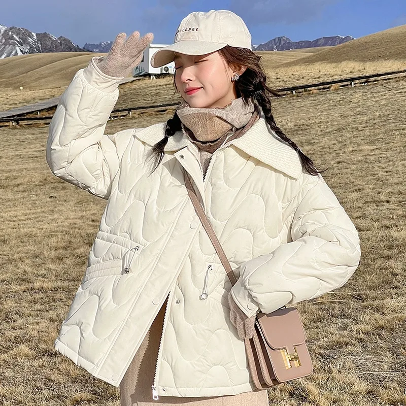 

Женская винтажная куртка, сверхлегкое короткое пуховое хлопковое пальто, водонепроницаемый и теплый пуховик, хлопковое пальто с завязками на талии